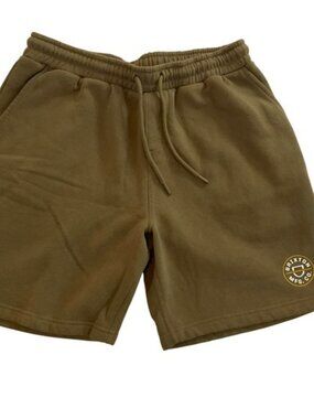Brixton Mens M Medium Olive Green‎ Sweat Shorts Logo Casual Comfy